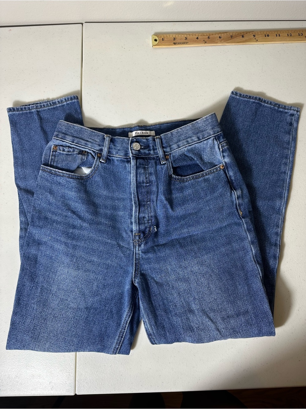 PacSun Ultra High Rise Slim Distressed Jeans in Blue Waist 27